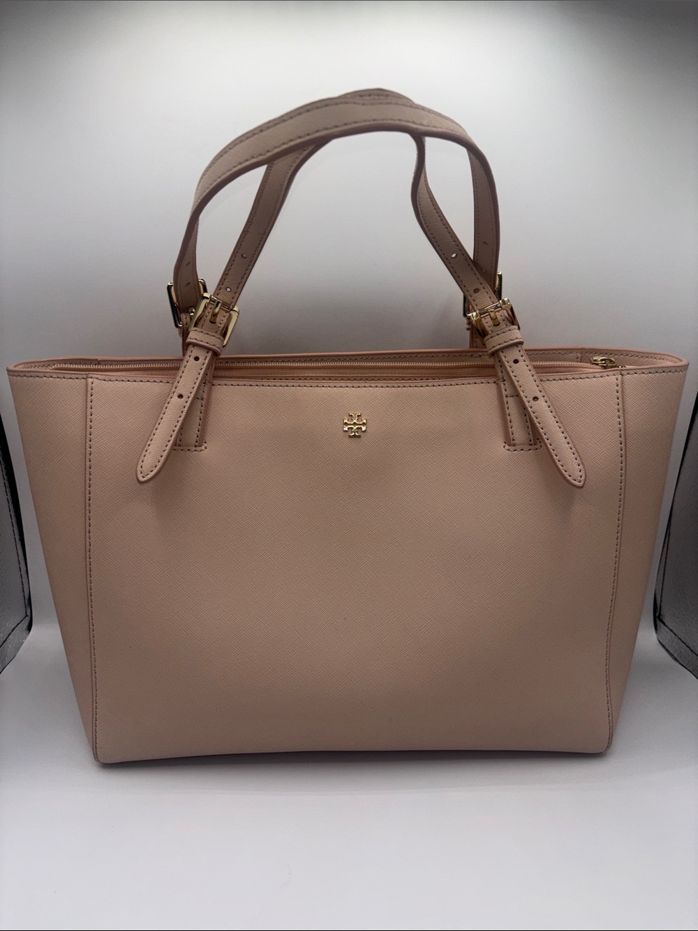 Tory Burch Blush Saffiano Leather Tote with Gold Hardware